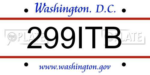 299ITB District Of Columbia License Plate