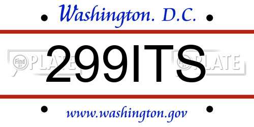 299ITS District Of Columbia License Plate