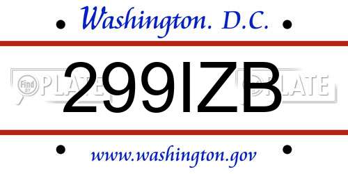 299IZB District Of Columbia License Plate