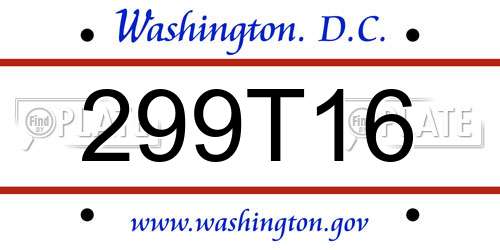299T16 District Of Columbia License Plate