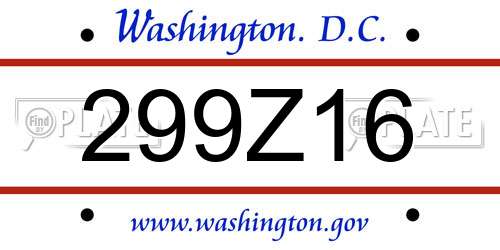299Z16 District Of Columbia License Plate