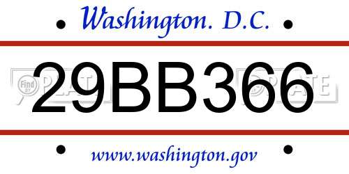 29BB366 District Of Columbia License Plate