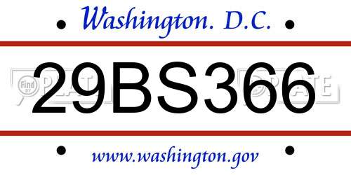 29BS366 District Of Columbia License Plate