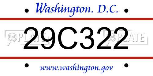 29C322 District Of Columbia License Plate
