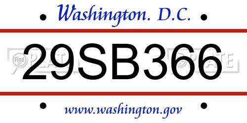 29SB366 District Of Columbia License Plate