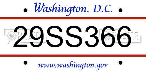 29SS366 District Of Columbia License Plate