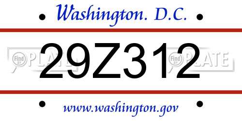 29Z312 District Of Columbia License Plate