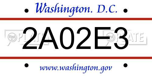 2A02E3 District Of Columbia License Plate
