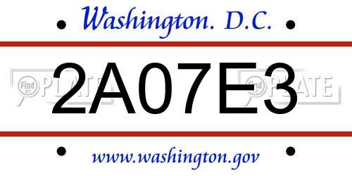 2A07E3 District Of Columbia License Plate