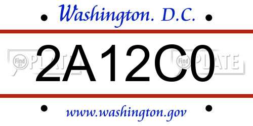 2A12C0 District Of Columbia License Plate