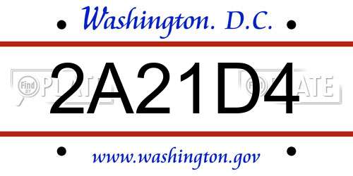 2A21D4 District Of Columbia License Plate