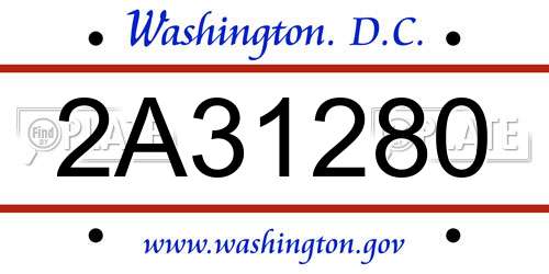 2A31280 District Of Columbia License Plate