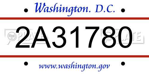 2A31780 District Of Columbia License Plate