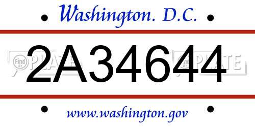 2A34644 District Of Columbia License Plate