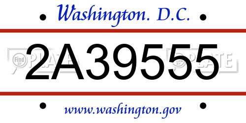2A39555 District Of Columbia License Plate