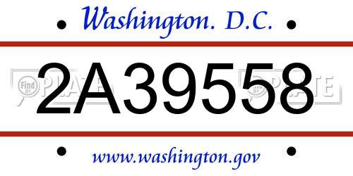 2A39558 District Of Columbia License Plate