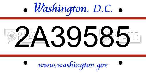 2A39585 District Of Columbia License Plate