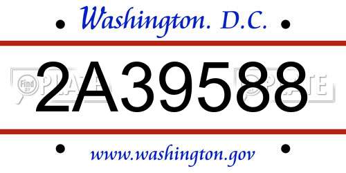 2A39588 District Of Columbia License Plate