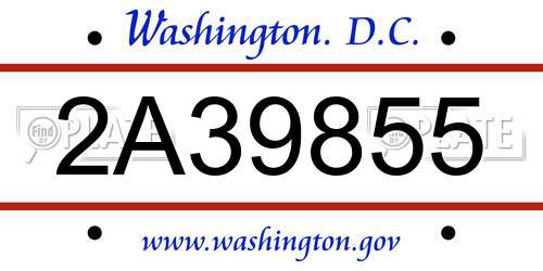 2A39855 District Of Columbia License Plate