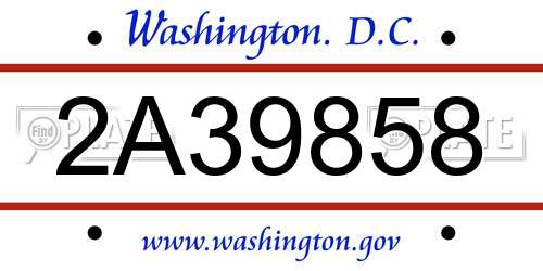 2A39858 District Of Columbia License Plate