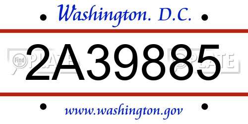 2A39885 District Of Columbia License Plate