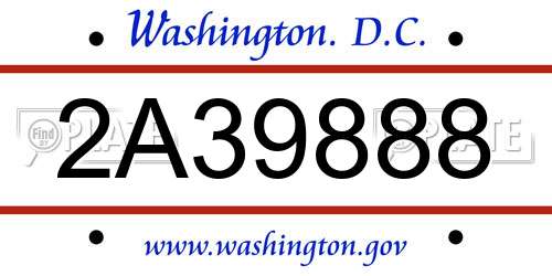 2A39888 District Of Columbia License Plate