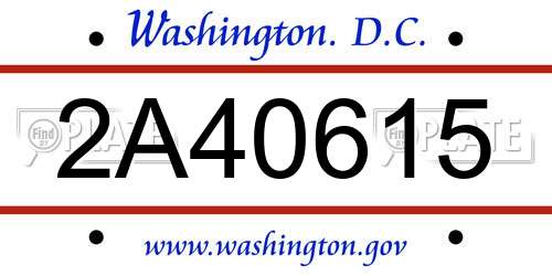 2A40615 District Of Columbia License Plate