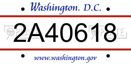 2A40618 District Of Columbia License Plate