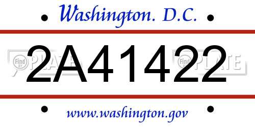 2A41422 District Of Columbia License Plate