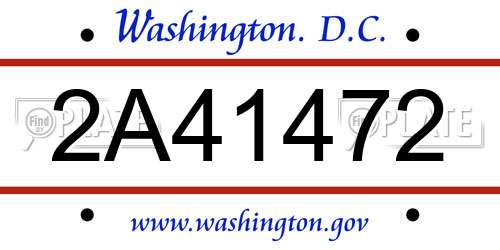 2A41472 District Of Columbia License Plate