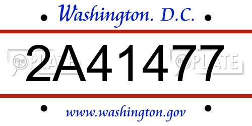 2A41477 District Of Columbia License Plate