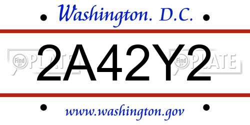 2A42Y2 District Of Columbia License Plate