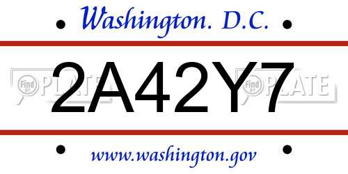 2A42Y7 District Of Columbia License Plate