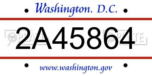 2A45864 District Of Columbia License Plate