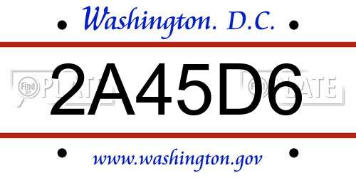 2A45D6 District Of Columbia License Plate