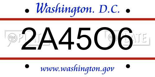 2A45O6 District Of Columbia License Plate
