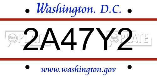 2A47Y2 District Of Columbia License Plate