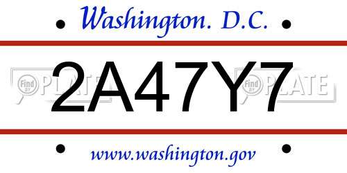 2A47Y7 District Of Columbia License Plate