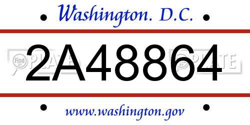 2A48864 District Of Columbia License Plate