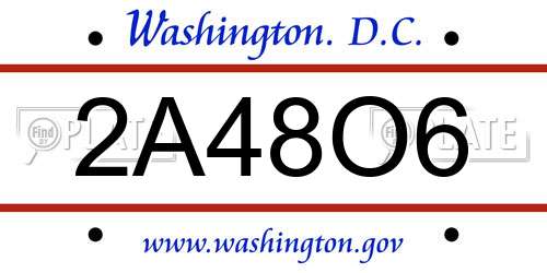 2A48O6 District Of Columbia License Plate