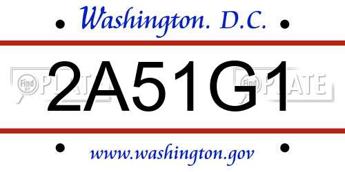 2A51G1 District Of Columbia License Plate