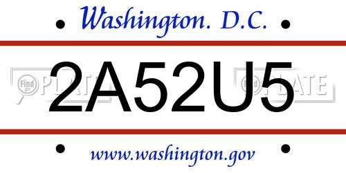 2A52U5 District Of Columbia License Plate