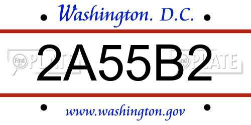 2A55B2 District Of Columbia License Plate
