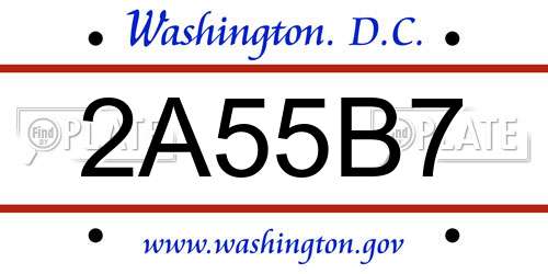 2A55B7 District Of Columbia License Plate