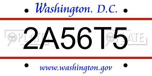 2A56T5 District Of Columbia License Plate