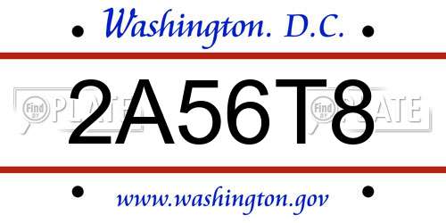 2A56T8 District Of Columbia License Plate