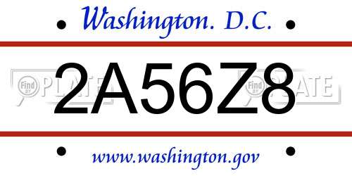 2A56Z8 District Of Columbia License Plate
