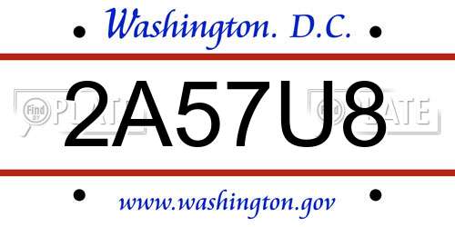 2A57U8 District Of Columbia License Plate
