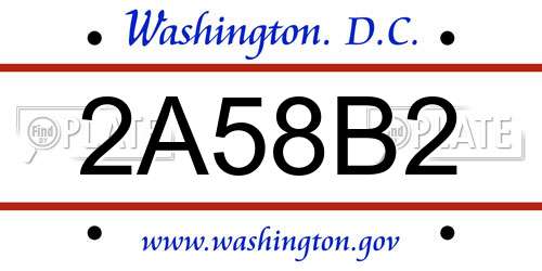 2A58B2 District Of Columbia License Plate