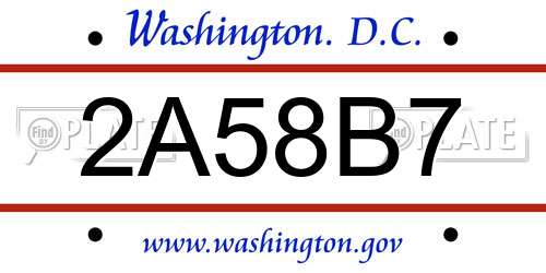 2A58B7 District Of Columbia License Plate